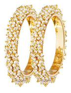 Gold-Plated Alloy Pearl Cluster Bangle Set - The Pari - Distacart
