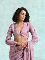trueBrowns Light Mauve Printed Velvet Blouse