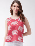 InWeave Red Elephant Sleeveless Top