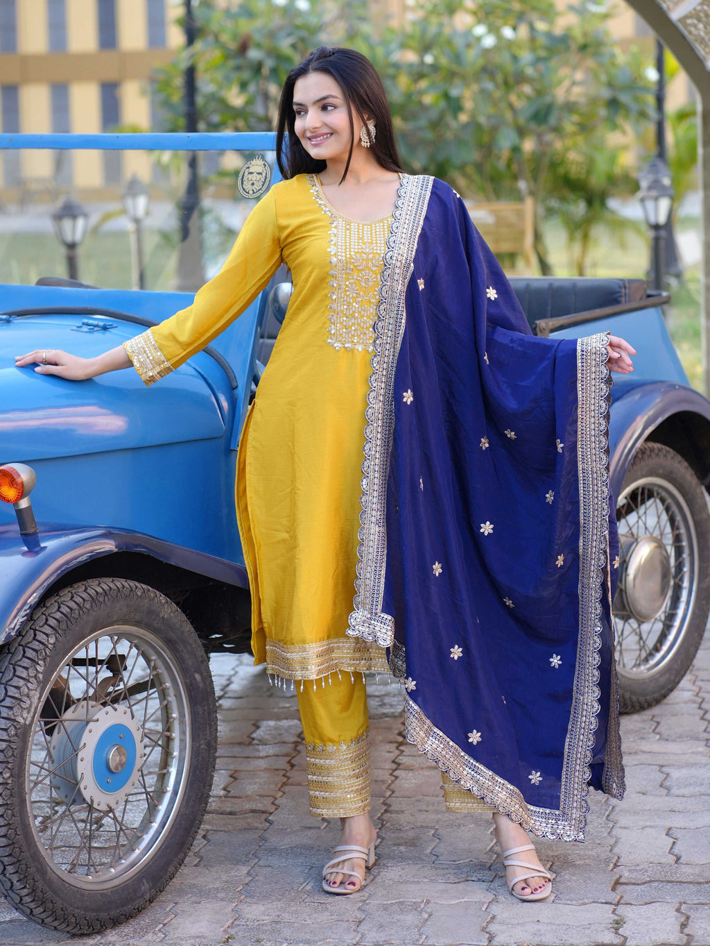 Yash Enterprise Yellow Heavy Sequence Embroidery Salwar Suit Set - Distacart