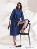trueBrowns Blue Slub Kurta Set - Distacart