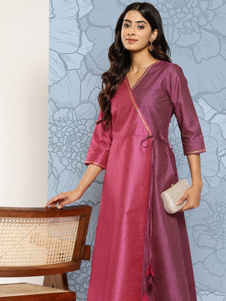 Ahalyaa Colourblocked Printed Wrap Ethnic Dress