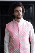 Light Pink Designer Men's Nehru Jacket by Hilo Design