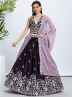 House of Panchhi Cream Net Cutdana, Sequins And Zarkan Embroidery Lehenga Choli & Dupatta