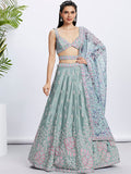House of Panchhi Pink Georgette Sequins And Thread Embroidery Lehenga Choli & Dupatta