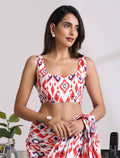 trueBrowns Carrot Muslin Ikat Sleeveless Blouse