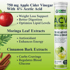 BOOSTIQ Apple Cider Vinegar With Moringa Effervescent Tablets - Green Apple Flavour