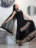 Teeya Creation Black Color Faux Georgette Heavy Embroidery Work Fully Stitched Sharara Suit