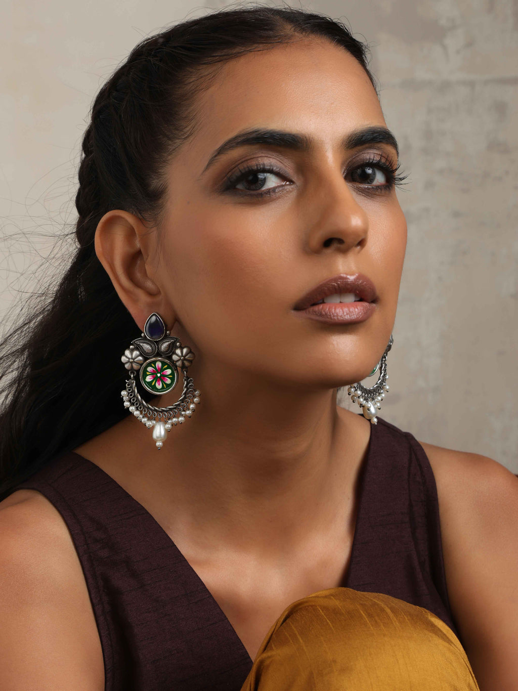 trueBrowns Silver Tone Handpainted Earrings - Distacart