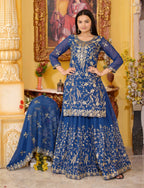 Yash Enterprise Trendy Fox Georgette Sequence Embroidery Readymade Blue Salwar Suit - Distacart