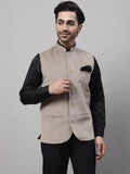 Even Apparels Men's Beige Nehru Jacket With Welt Pockets