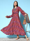 InWeave Women's Wine Edgy Print Dress - Distacart