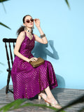 InWeave Women's Wine Gold Small Boota Long Dress - Distacart