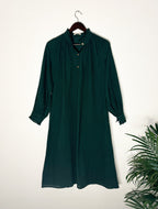 trueBrowns Dark Green Cotton Dobby Long Top