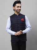 Even Apparels Men's Blue Nehru Jacket With Welt Pockets