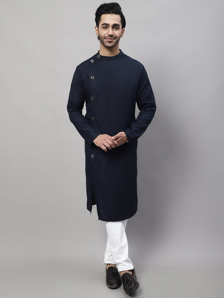 Even Apparels Blue Sherwani Kurta With Asymetrical Cut