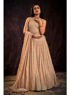 Myra Peach Real Georgette Designer Gown Style Suit - Distacart