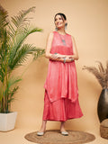 InWeave Women's Red Lurex Short Pallazo Kurta Set
