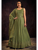 Myra Green Real Georgette Designer Gown Style Suit - Distacart