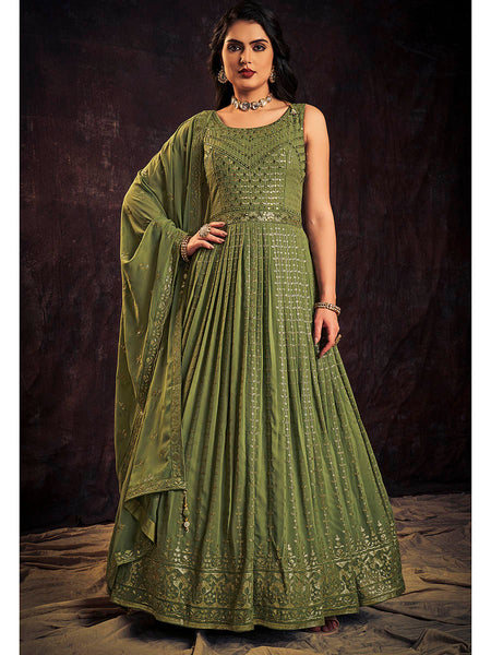 Myra Green Real Georgette Designer Gown Style Suit