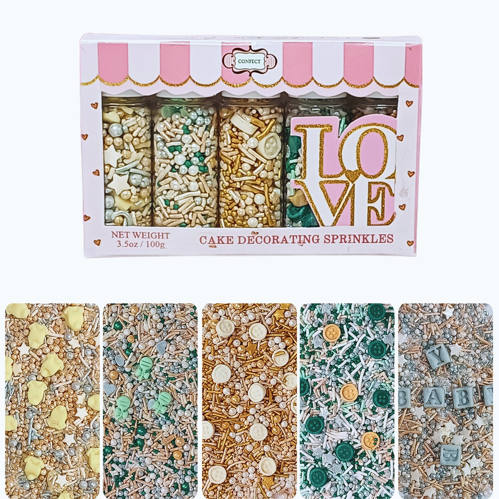 confect baby shower sprinkles edible sprinkles for cake cupcake decoration pack of 5 baby shower 03