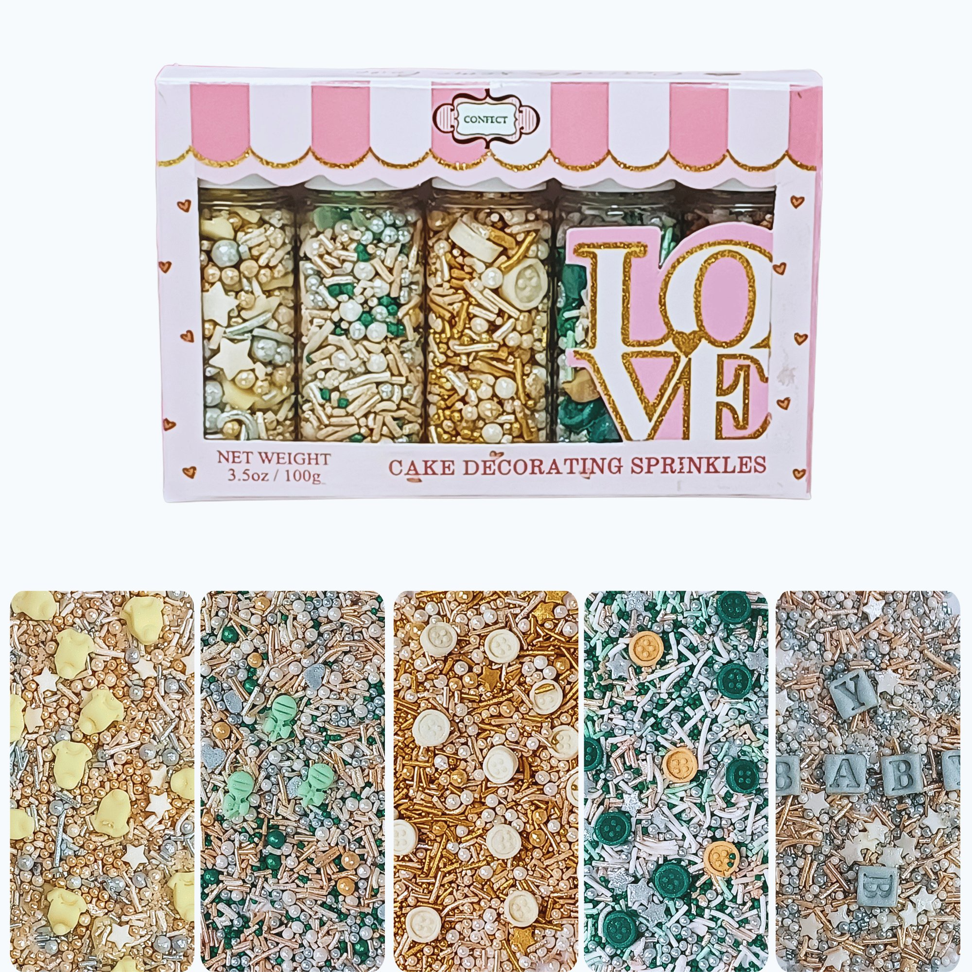 confect baby shower sprinkles edible sprinkles for cake cupcake decoration pack of 5 baby shower 03
