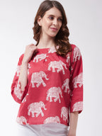InWeave Red Elephant Top