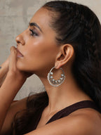 trueBrowns Silver Tone Pearl Hoop Earrings - Distacart