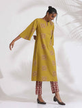 trueBrowns Green Cotton Print HighSlit Kurta Set - Distacart