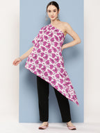 InWeave Women's Pink Fuchsia Japanese Art Oneshoulder Top