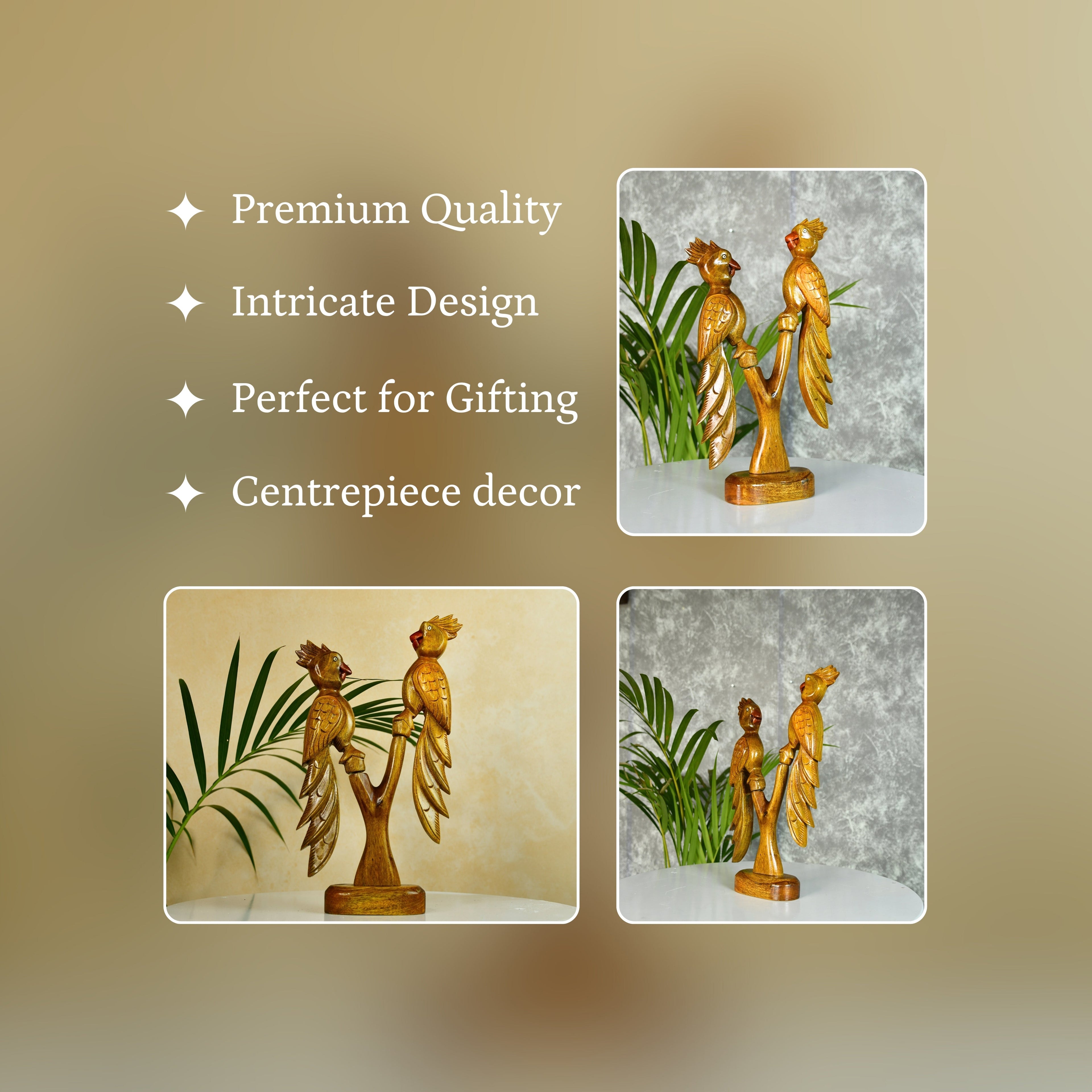 Sowpeace Hand Carved Wooden Parrot Set - Distacart