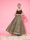 Ahalyaa Chevron Printed Maxi Ethnic Dress - Distacart