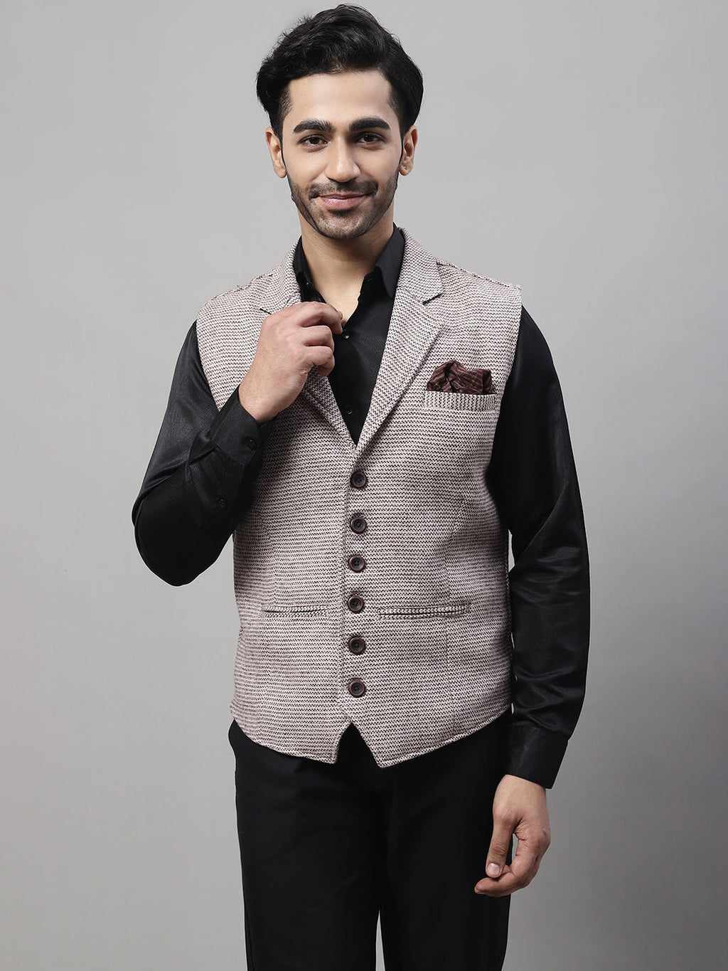 Even Apparels Men's Cream Pure Wool Nehru Jacket
