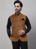 Even Apparels Men's Brown Nehru Jacket With Welt Pockets
