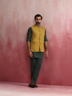 trueBrowns Men's Mustard Cotton Reversible Nehru Jacket