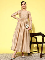 Ahalyaa Floral Embroidered A-Line Maxi Dress - Distacart