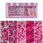 confect pink mini roses lips i silver hearts vermicelli and white pearls sprinkles for baking cake decorative mix pack of 5