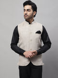 Even Apparels Men's Beige Nehru Jacket With Welt Pockets