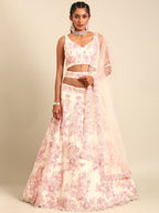 House of Panchhi Cream Net Sequins with heavy Zarkan embroidery Lehenga choli & Dupatta