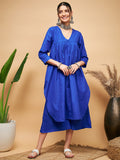 InWeave Women's Ink Blue Flared Kurta Palazzo Set