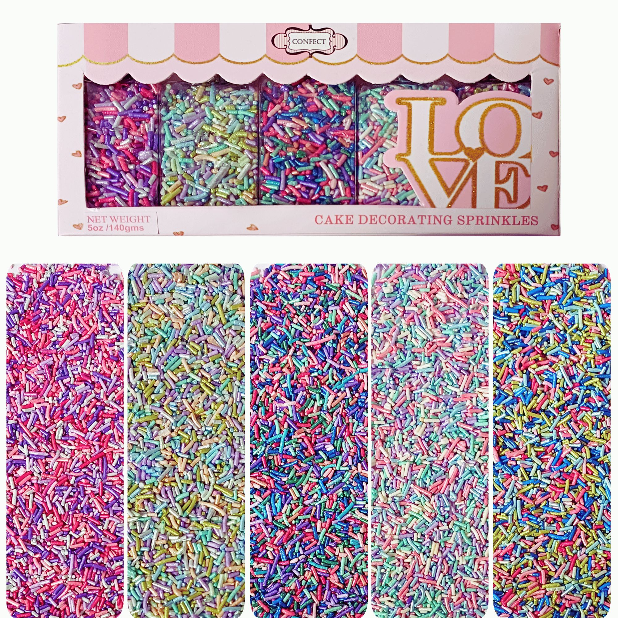 confect rainbow magic sprinkles mix colourful celebration sprinkles for cake decor 140 gms rainbow sprinkles 02