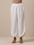trueBrowns Cotton White Textured Curve Pant