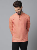 Even Apparels Orange Pure Cotton Kurta With Band Collar - Distacart