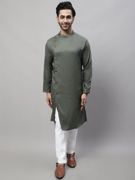 Even Apparels Green Sherwani Kurta With Asymetrical Cut