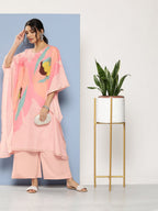 Ahalyaa Women Pink Printed Gotta Patti Kurta with Palazzos