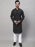 Even Apparels Black Pure Cotton Kurta With Band Collar - Distacart