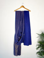 trueBrowns Electric Blue Metallic Saree