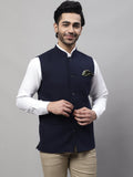 Even Apparels Men's Blue Pure Wool Nehru Jacket