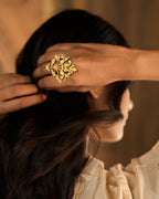 trueBrowns Gold-Polished Leaf Ring