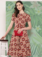 InWeave Women's Maroon Square Dress - Distacart